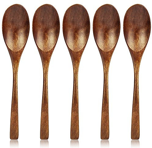 AOOSY Holzlöffel, Löffel Hölzerne Suppenlöffel Set, 20cm Japanischen Koreanischen Stil Holz Reis Esslöffel (5 Stück)