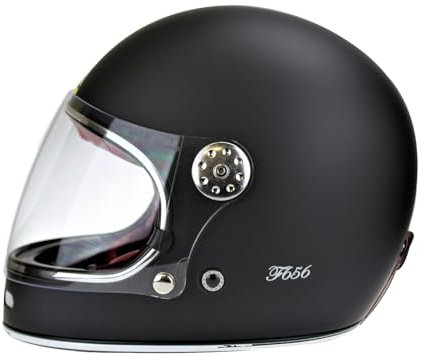 Viper F656 Vintage Motorradhelm Fiberglas Integralhelm mattschwarz - mattes schwarz - M