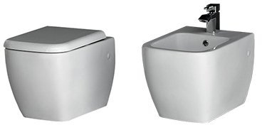 Sanitari bagno vaso wc water sospeso con bidet, coprivaso, Metropolitan Rak