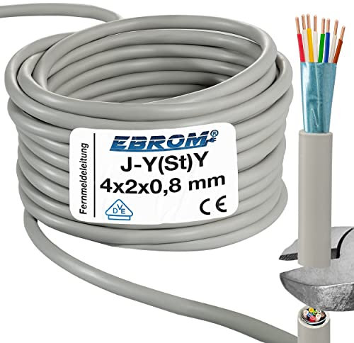 EBROM Fernmeldeleitung Telefonkabel Datenübertragung J-Y(St) Y 4x2x0,8 mm geschirmt - Meterware auf den Meter genau - Auswahl in 1 Meter Schritten bis 250 Meter - Ihre ausgewählte Länge: 50 Meter