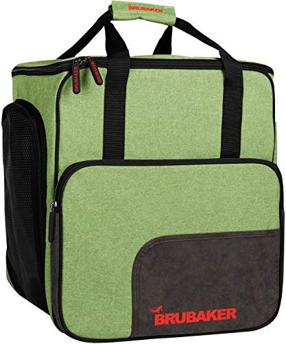 BRUBAKER Super Performance Skischuhtasche Helmtasche Rucksack mit Schuhfach - Grün meliert Schwarz