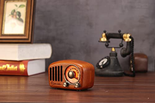 Mini Haut-Parleur Bluetooth Design Rétro et Radio-FM R919-A/C - Brun Clair