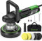 Ginour Dual Action Car Polisher for Car Detailing, 900W Car Buffer Polisher Machine, 6 Variable Speeds 2000-6400RPM, with D and Side Handles, 13 Buffing Pads, 150mm/6in, 125mm/5in Discs