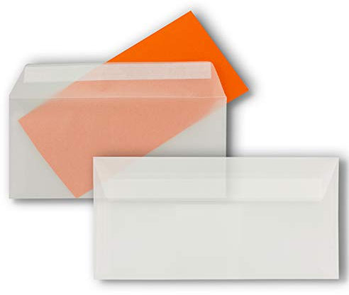 100x Brief-Umschläge DIN Lang - Transparent - 92 g/m² - 11 x 22 cm - Haftklebung mit Abziehstreifen - FarbenFroh by GUSTAV NEUSER