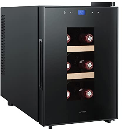 VINOTECA INFINITON WCL-6B (G, Capacidad hasta 6 Botellas, Estantes de Madera, Display LED, Puerta de Cristal, Nevera para vinos)
