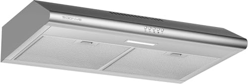 SOONYE 30 pollici cappa aspirante in acciaio inox sottile cappa di sfiato da cucina senza condotti, convertibile con 3 controlli di velocità, filtri in alluminio a 5 strati, luci