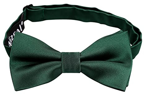 Alizeal Boys Pre-tied Bow Tie Solid Color Fancy Plain Adjustable Party Birthday Kids Bow Tie, Dark Green
