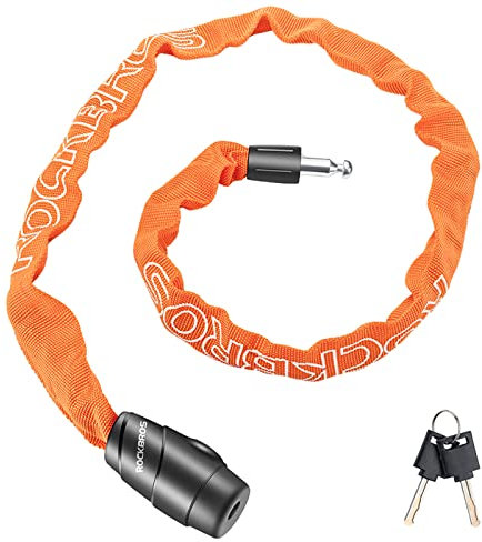 ROCKBROS Lucchetto Bici con Chiavi, Catena Antifurto in Acciaio 95cm/15.61mm, con 2 Chiavi, per Bicicletta E-bike Moto Scooter Monopattino Elettrico
