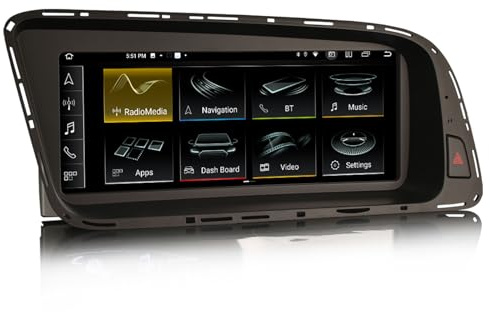 Erisin Qualcomm 8-kärna 4 GB 64 GB Android 14 1 Din bilradio Bluetooth för Audi Q5 2009–2016, 8,8 tums IPS-skärm GPS navigering Trådlös CarPlay Android Auto DSP WiFi 4G DAB+ USB Canbus SWC TPMS