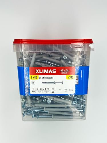 Quick Assembly Impact Dowels with Collar and Countersunk Screws Big Box Nail Dowel Aerated Concrete Dowel Impact Dowel Nail Anchor Plastic Dowel Long Shaft Dowel Set (8 x 80-300 Pieces)