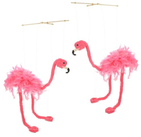 TOYANDONA Flamingo Marionette Puppenspielzeug 2 Stück Plüsch Tiermarionetten Interaktives Puppenspielzeug Für Kinder Und Erwachsene Für Aufführungen Und Dekoration