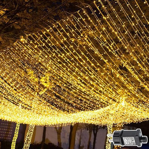 Cozymeow Lichtervorhang 600 LED 6x3M, Lichterketten Vorhang mit Stecker, 8 Modi mit Timer Lichterkette, Wasserdicht Lichtervorhang Aussen für Außen Innen Weihnachten Hochzeit Garten