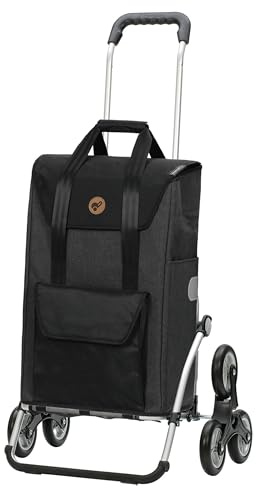 Andersen shoppingvagn – trappa. Royal Sh. Senta 2.0 svart 49 l kundvagn, snygg, vattenavvisande, aluminium, vikbara, hjul avtagbara, trappklättrare