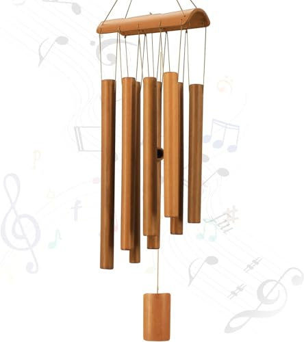 Wood Wind Chime, 10 Tubes Wind Chimes Musical Bells Outdoor & Indoor, Wind Chimes for Garden Good Luck Decoration for Garden, Yard, Outside Patio and Home Memorial Gifts