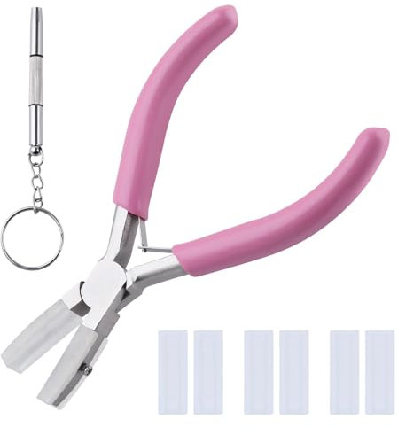 LEONTOOL Pinze da 5 pollici doppio nylon con 3 paia di punte di ricambio e un cacciavite, pinze piatte in nylon per la creazione di gioielli, strumento per avvolgere i fili