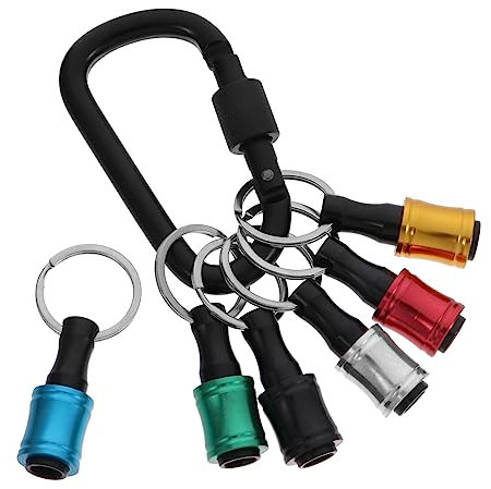 DIYEAH 6 Pcs Stainless Steel Socket Extentors Set with Carabiner, Portable and Wear-resistant Bit Holders for Key Chain Use, Rust-proof Simple Socket Drive Accessories for Outdoor