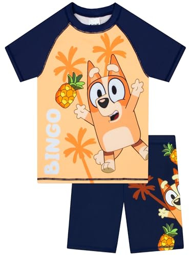 Bluey Bañador Natacion Niño, Set De Bañador Niño con Motivo Bingo, Set De Top Y Shorts para Natación Niños, Naranja 2-3 años