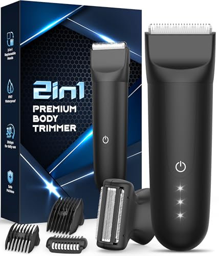 Rasierer Herren Elektrisch, Intimrasierer Mann: 2-in-1 Elektrorasierer herren, Körperrasierer für Leiste, Körper & Rücken-Brust, Wasserdichter Nass/Trocken Shaver, Body trimmer herren intim