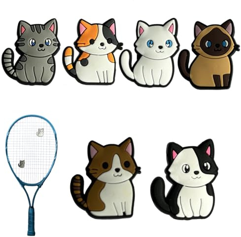 SGERUFZ 6 Stück Tennis-Vibrationsdämpfer Silikon Cartoon Stoßdämpfer für Kinder, Tennisschläger, Badmintonschläger