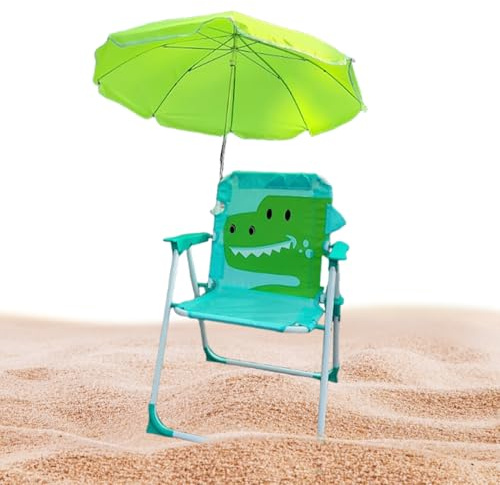 Kanoauo Sedia Da Campeggio Per Bambini Con Ombrellone - Sedia con Ombrellone Integrato per Sabbia e Camping - Base Stabile Resistente Al Per Viaggi Giardino Piscina Picnico All'Aperto