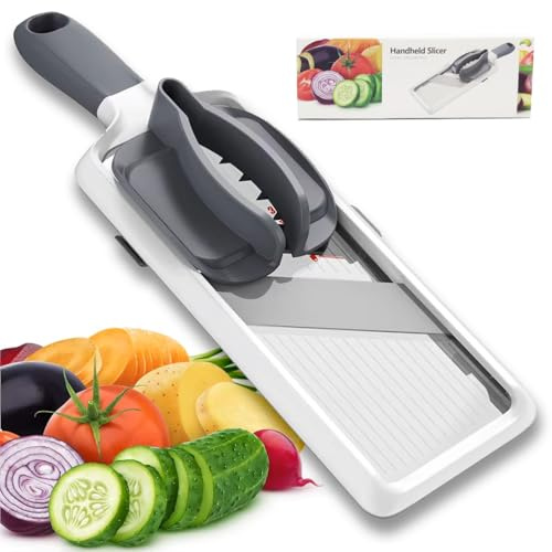 ELITE CONNECT, Mandolina per Verdure Professionale | Affettaverdure manuale in acciaio con protezione dita | Tagliaverdure ideale anche per frutta e formaggi | Lama regolabile 1mm-4mm