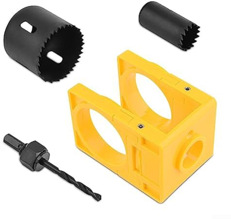 Kit d'installation de serrure de porte réglable pour portes en bois de 3545 mm d'épaisseur avec foret, scies cloches et cadre de guidage pour une installation précise du verrou et du pêne dormant