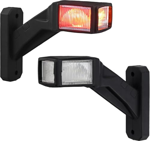 Justech 2PZ 6LED Luci di Posizione Laterali Indicatore Ingombro 12-30V 3030 LED Chip Luci Ingombro Camion Omologata ECE Impermeabile IP65 Luce Posizione 3 Lati 3 Colori 140mm per Camion/Rimorchio/RV