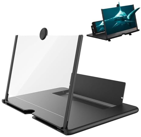 Lente Di Ingrandimento Per Cellulare,3d Ultra Hd Ingranditore Schermo Smartphone,Amplificatore Con Stand Pieghevole,Amplificatore Da Tavolo La Lettura Degli Anziani (Nero)