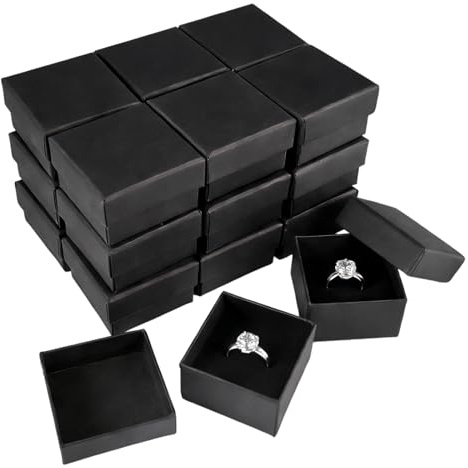 20 Piezas Caja de Regalo,4,8 x 4,8 x 3,2 cm Cajas de Cartón Negras, para Joyas, Recuerdos,Cajas para Pulseras,Caja de Regalo Pequeña,Cajitas Regalos Pequeñas para Anillos,Pendientes y Collares