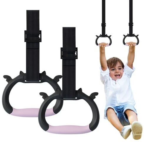 Hocklliy Gymnastic Rings Calisthenics Rings Home Gym Equipment with Adjustable Straps for Strength Training Used,Indoor & Outdoor Use Load-Bearing 250kg