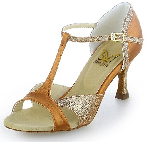JIA JIA 2055 Satin Donna Scarpe da Ballo Latino Marrone, 40