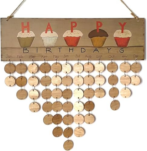 ULTNICE Hölzerne Kalender hängen Geburtstagskalender Erinnerung Familie Plaque für Wohnkultur