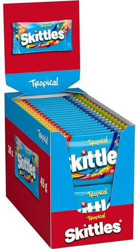 Skittles Tropical Chewy Candies Sweets Bag, 36 pack X 45 g