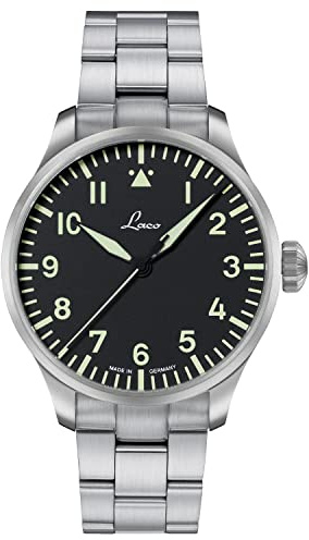 Laco 861895.2 Men's Wristwatch, Aviator Watch, Stainless Steel Strap, Sapphire Glass, Diameter 42 mm, Automatic, with Case