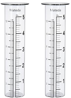 Mateda 12,7 cm kapacitet regn mätare glas ersättningsrör, läppdesign, bra för gård trädgård utomhus hem (2)