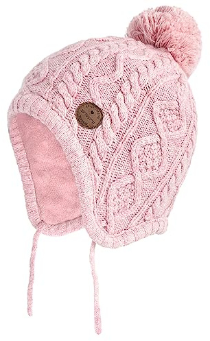 SOMALER Toddler Baby Boys Girls Winter Hat Kids Ear Flap Warm Fleece Lined Knit Beanie Fur Pom Hat