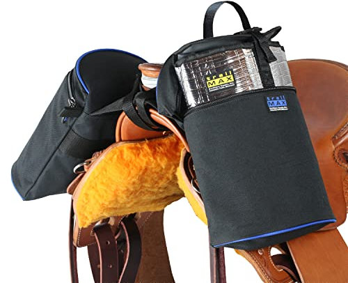 TrailMax Large Horn Saddle Bags, Horn Saddle Bags for Horses, Trail Riding Saddle Bags for Western Double-Stitched, 600-Denier Poly Saddle Bags, Blue Piping