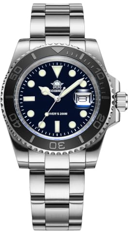 ADDIESDIVE Män analoga klockor kvarts klocka 20 bar vattentät rostfritt stål armbandsur män stor lysande