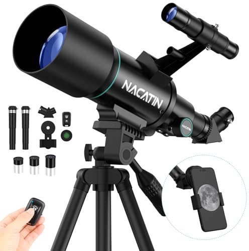 NACATIN Télescope Réfracteur 70mm pour Enfants et Débutants, avec Trépied et Adaptateur Smartphone