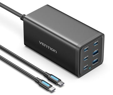 MacBook Pro Ladegerät 200W, VENTION USB C Ladegerät, Prime 6 Ports GaN Desktop Ladegerät kompatibel mit MacBook Pro/Air M1 M2, iPhone 15 Pro Max/14, iPad Pro, Galaxy S23 Ultra, Steam Deck