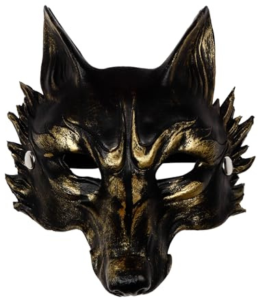 keland Masque Loup Horreur Realiste Masque Loup garou Masque Animal Halloween Femmes Hommes (B-Doré)