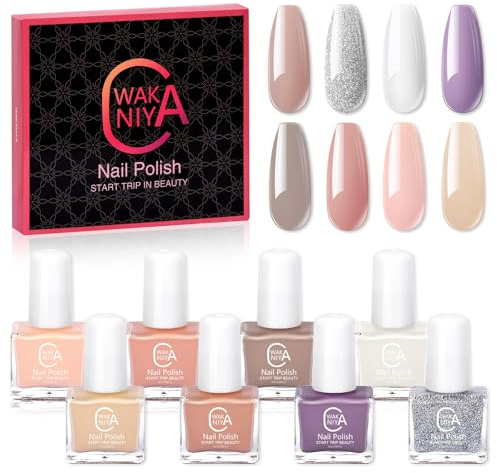 Nagellack Set 8 Farben Nude Pink Weiß Lila Mini Normale Schnell Trockene Fingernagel Zehennagel Politur für Anfänger Nagellack Kit Geschenk für Frauen Nail