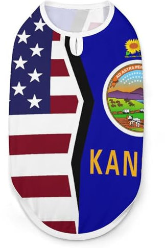 Vielseitige Hundewesten für Hunde und Katzen, Motiv: USA-Flagge und Kansas, Größe M