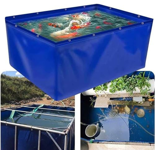 Erxewim Foldable Waterproof Canvas Fish Pond with Drain Valve for Aquarium, Koi, Turtles - Portable Water Storage Solution, for Indoor Outdoor (3x3x1.2m)