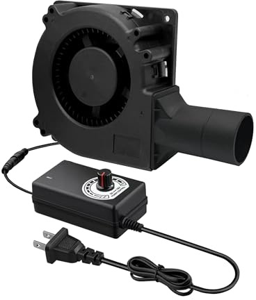 120 mm x 32 mm,Dual Ball Blower Fan, BBQ Air Mover Inflatable Fireplace Fan Small Blower,Variable Speed Centrifugal Fan, for Barbecue,Camping,Printer,Waste Oil Furnace, Wood Stove Fan(120x32mm)