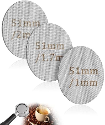 FUGLUS 3 Pz Schermo per Caffè Espresso 51mm, Schermo per Espresso Riutilizzabile in Acciaio Inox 1mm/1.7 mm/2mm di Spessore, Puck Screen Filtri per Caffè Espressos Filtro Cestino