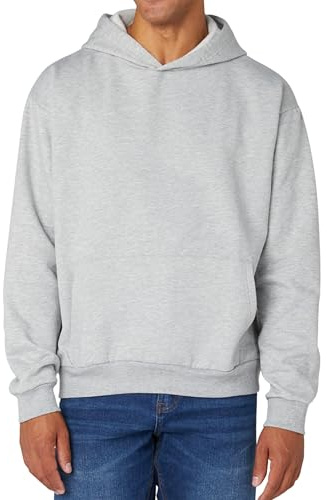 FM London Mens Essentials Hoodie - Slightly Oversized Hoodie, Heavyweight Design, Breathable Cotton Blend Pullover Grey