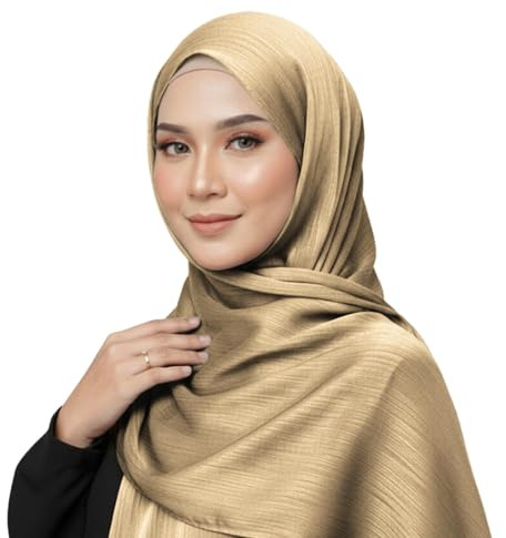 Hamishkane® Girls Luxury Crinkle Satin Silk Scarf for Women UK Weddings | Plain Satin Hijab Crinkle Silk Hair Scarf Wrinkle Free Shiny Thin Fabric, Wedding Scarves, Ladies Lightweight Head Scarf