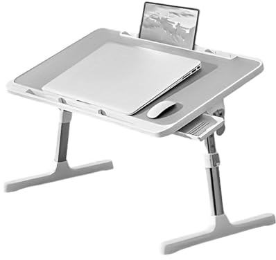 Ruspela Bureau pour ordinateur portable réglable en hauteur - Table de lit pliable avec 5 niveaux de hauteur et angle d'inclinaison - Avec tiroir et support pour tablette - Pour le travail et l'étude
