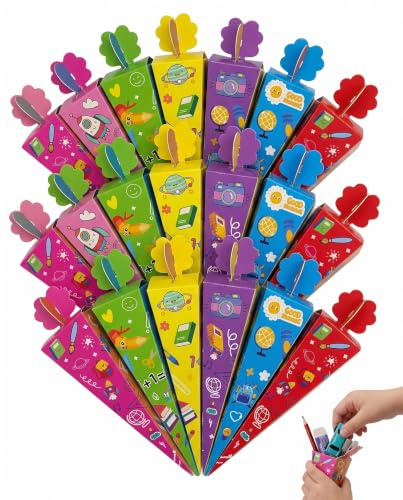 BTACGWP Lot de 24 Cônes de Rentrée, Cônes à Bonbons Pliables pour Filles, Emballage Cadeau pour Écoliers, Mini Cônes de Rentrée pour Cadeaux de Début d'École (Petit)